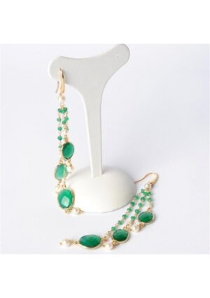 Orecchini castoni agata verde smeraldo