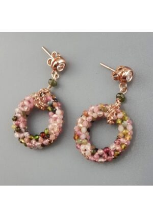 Orecchini tessuti a mano, tormaline 2 mm﻿