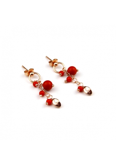 Orecchini corallo bamboo rosso﻿