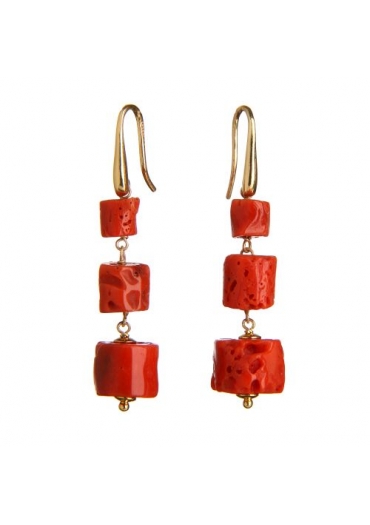 Orecchini corallo rosso﻿ sardo lavorato a Torre del Greco