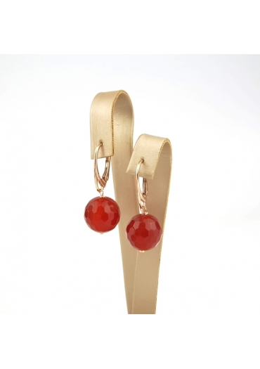 Orecchini corniola sfaccettata 14 mm