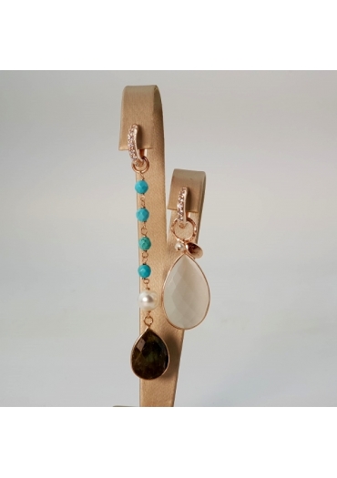 Orecchini Fantasyzirconi,  labradorite, aulite turchese﻿