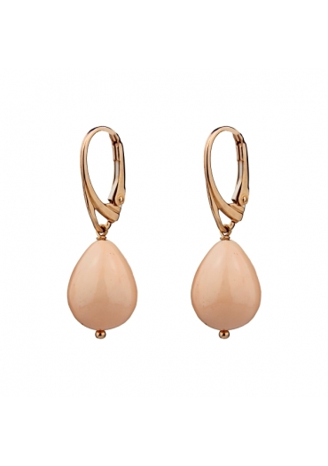 Orecchini goccia 15 per12 mm corallo bamboo rosa﻿