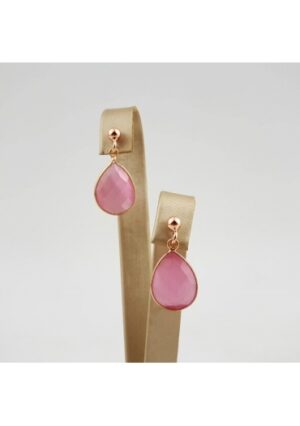 Orecchini goccia 18 per 13 mmagata rosa﻿