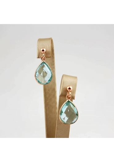 Orecchini goccia 18 per 13 mm quarzo idrotermale celeste﻿