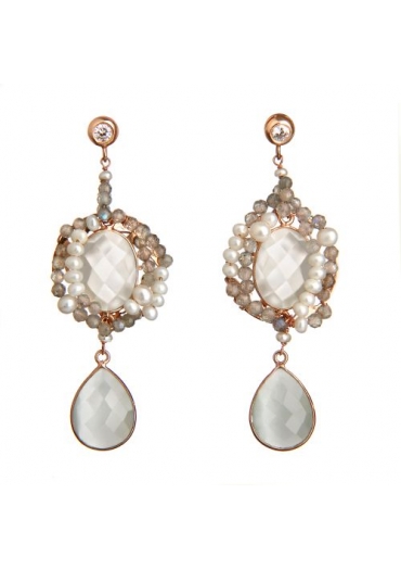 orecchini in labradorite e perle coltivate﻿
