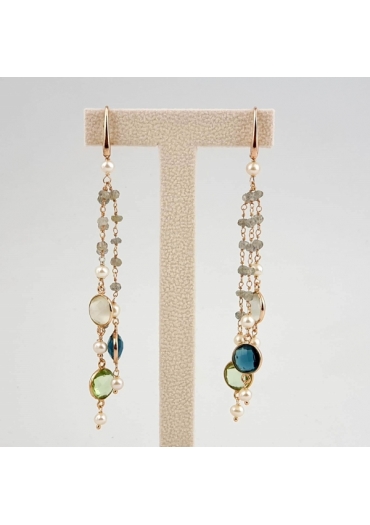 Orecchini labradorite, quarzi idrotermali – cod:OR2103