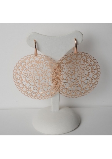 Orecchini lastra laserata big
arg.925/00 placcato oro rosa,
diametro 5 cm