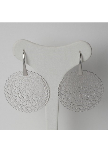 Orecchini lastra laserata argento cm 3,5