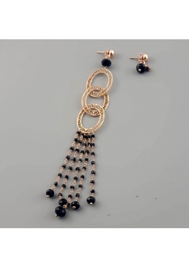 Orecchini Mono, spinello e agata nera lunghezza 15 cm