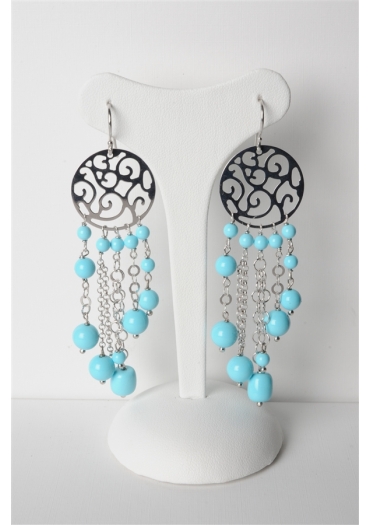 Orecchini, Pasta turchese 4 fiori﻿