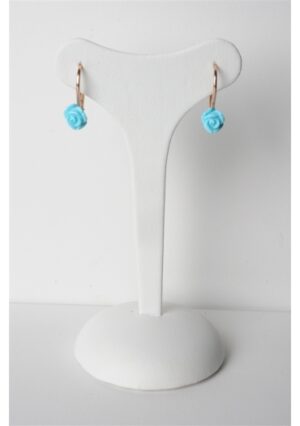 Orecchini, Rosellina pasta  turchese 4 fiori﻿  mm 7,5 arg.925/00 placcato oro﻿ rosa