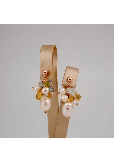 Orecchini perle coltivate, quarzi taglio macchina