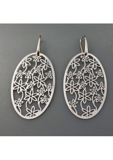 Orecchini piastra laserata ovale