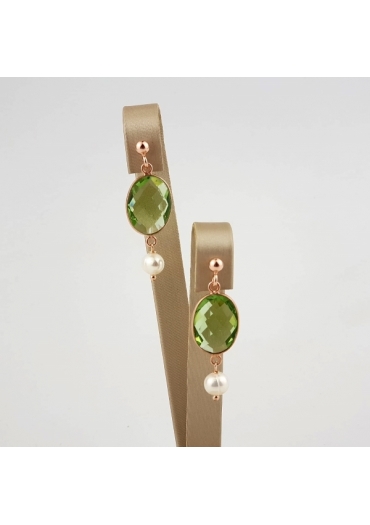 Orecchini quarzi  idrotermali, perle  coltivate﻿