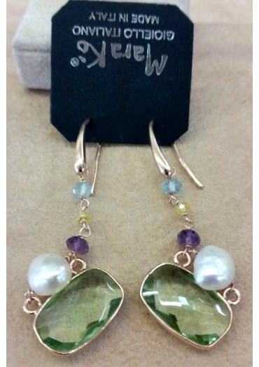 Orecchini quarzi multicolor, ametista verde