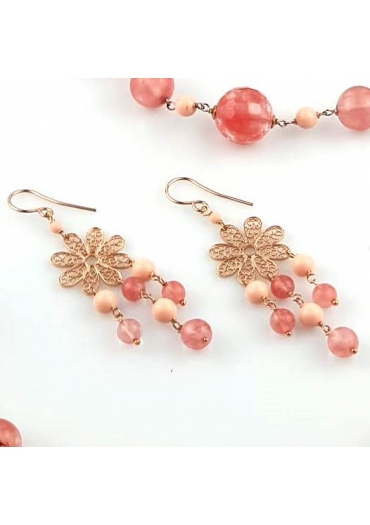 Orecchini quarzo cherry, bamboo rosa – cod:OR1958