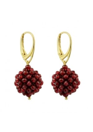 Orecchini sfera tessuta a mano in agata ruby