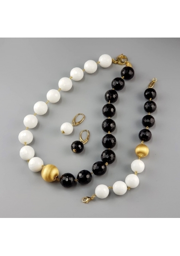 Parure agata bianca e nera﻿