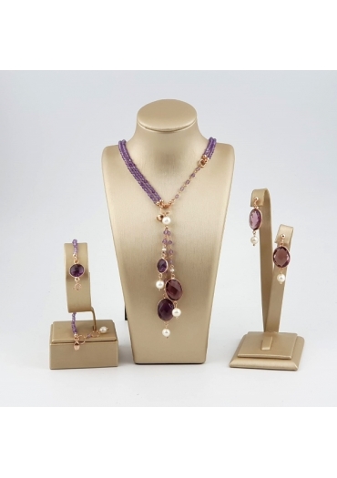 Parure Ametista, perle coltivate﻿