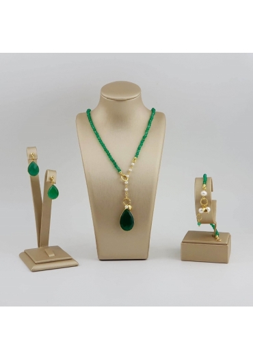 Parure Rugiada, agata verde smeraldo