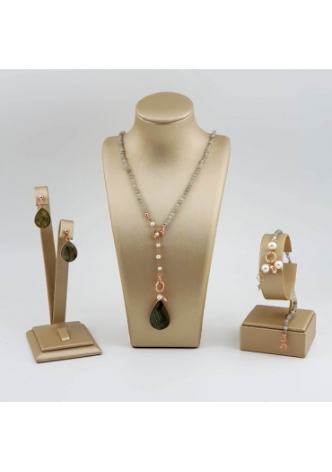 Parure Rugiada, Labradorite, perle coltivate