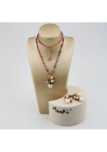 Parure tormaline, perle coltivate