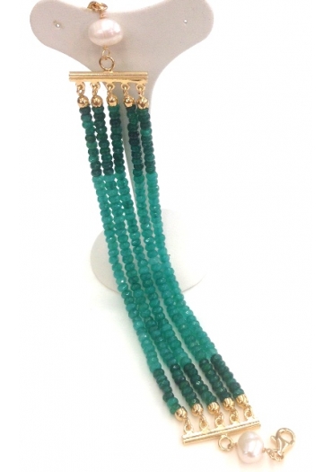 Bracciale a 5 fili agata verde smeraldo