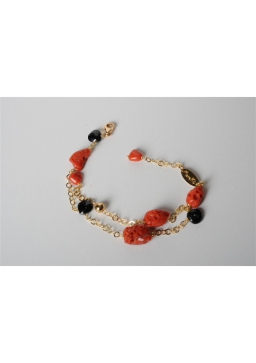 Bracciale a 2 f. corallo rosso