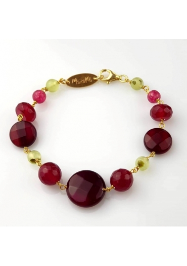 Bracciale agata ruby, quarzo rutilato verde﻿