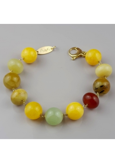 Bracciale giada birmana, agata gialla﻿