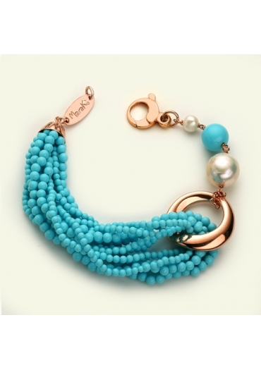 Bracciale pasta turchese 4 fiori﻿