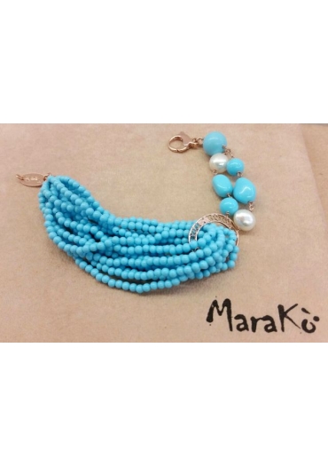 Bracciale pasta turchese 4 fiori﻿