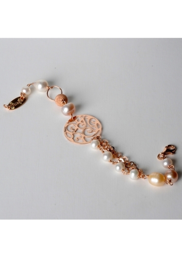 Bracciale perle di fiume  salmone