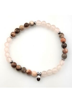 Bracciale quarzo e diaspro rosa6mm﻿