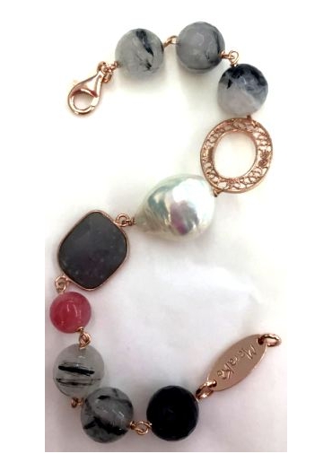 bracciale  quarzo rutilato grigio