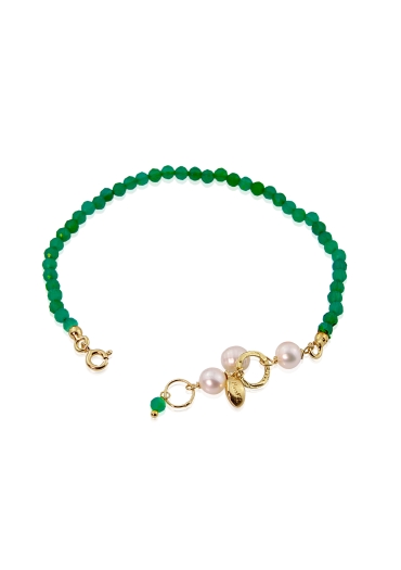 Bracciale rugiada, agata verde smeraldo﻿