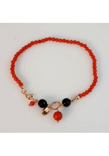 Bracciale Rugiada,corallo bamboo rosso﻿