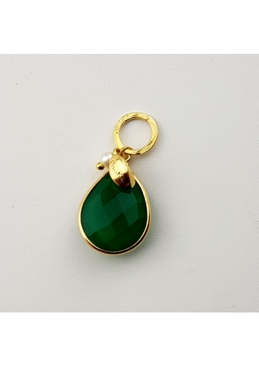 Ciondolo goccia 18 per 13 mm agata verde smeraldo﻿