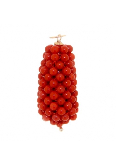 Ciondolo Goccia big tessuta a mano in corallo bamboo﻿
