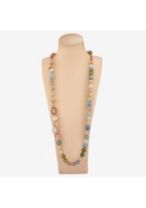 Collana scomponibile acquamarina multicolor, opale rosa﻿