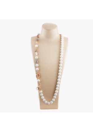 Collana scomponibile, agata bianca, quarzo grigio, labradorite﻿