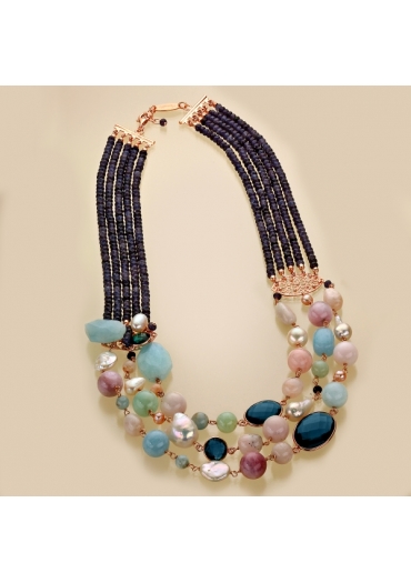 Collier agata blu zaffiro