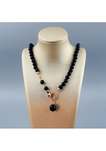 Collier EasyAgata nera  6 mm﻿