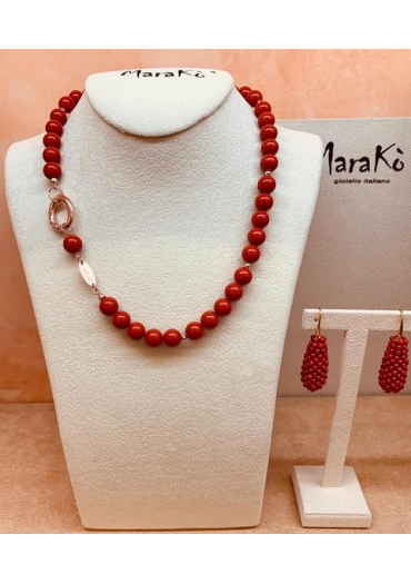 Collier pasta corallo rosso 10 mm﻿