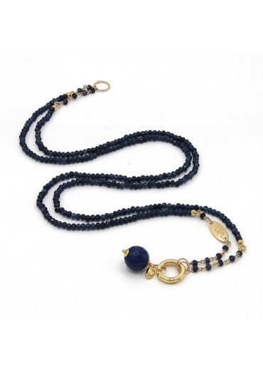 Collier regolabile 45-90-cm agata blu zaffiro﻿