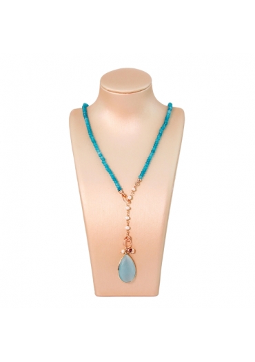 Collier Rugiada,  giada verde acqua,goccia 24 per15 mm﻿