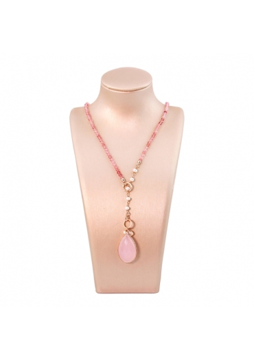 Collier Rugiada, Quarzo fragola, Perle coltivate﻿