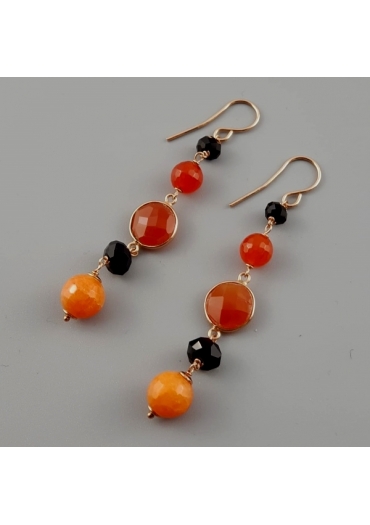 Orecchini agata  arancione, agata nera﻿
