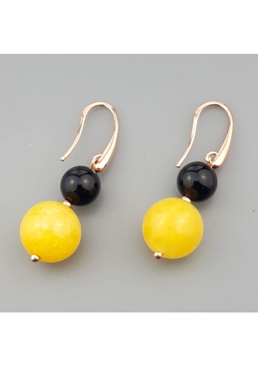 Orecchini agata nera, agata gialla﻿